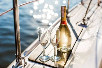 Champagne on the boat, Helsinki Cruising Charters